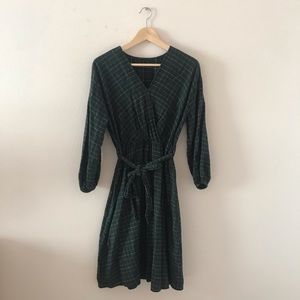 Green Plaid Tie Dress